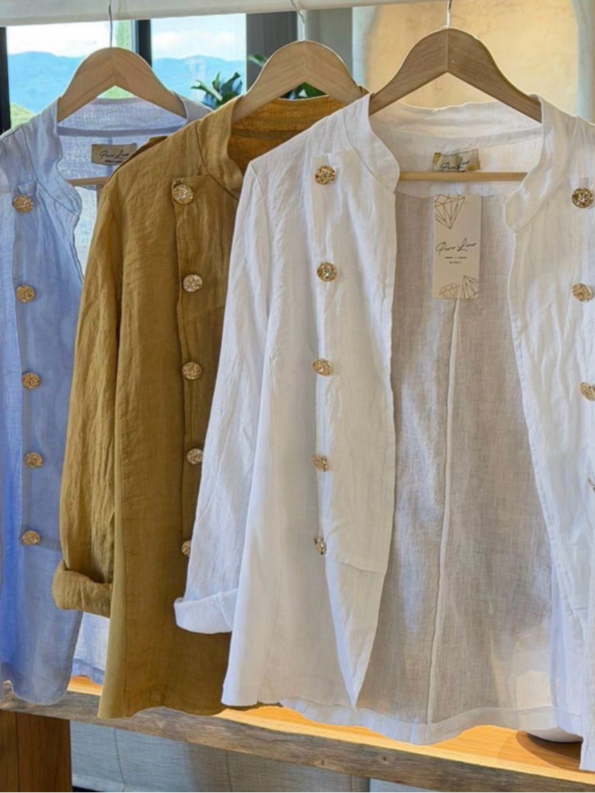 Double-Breasted Button Jacket - White
